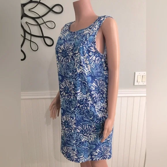 Fitzroy & Willa Floral Print Shift Dress Coastal Grandma Sleeveless size Medium - Picture 6 of 10